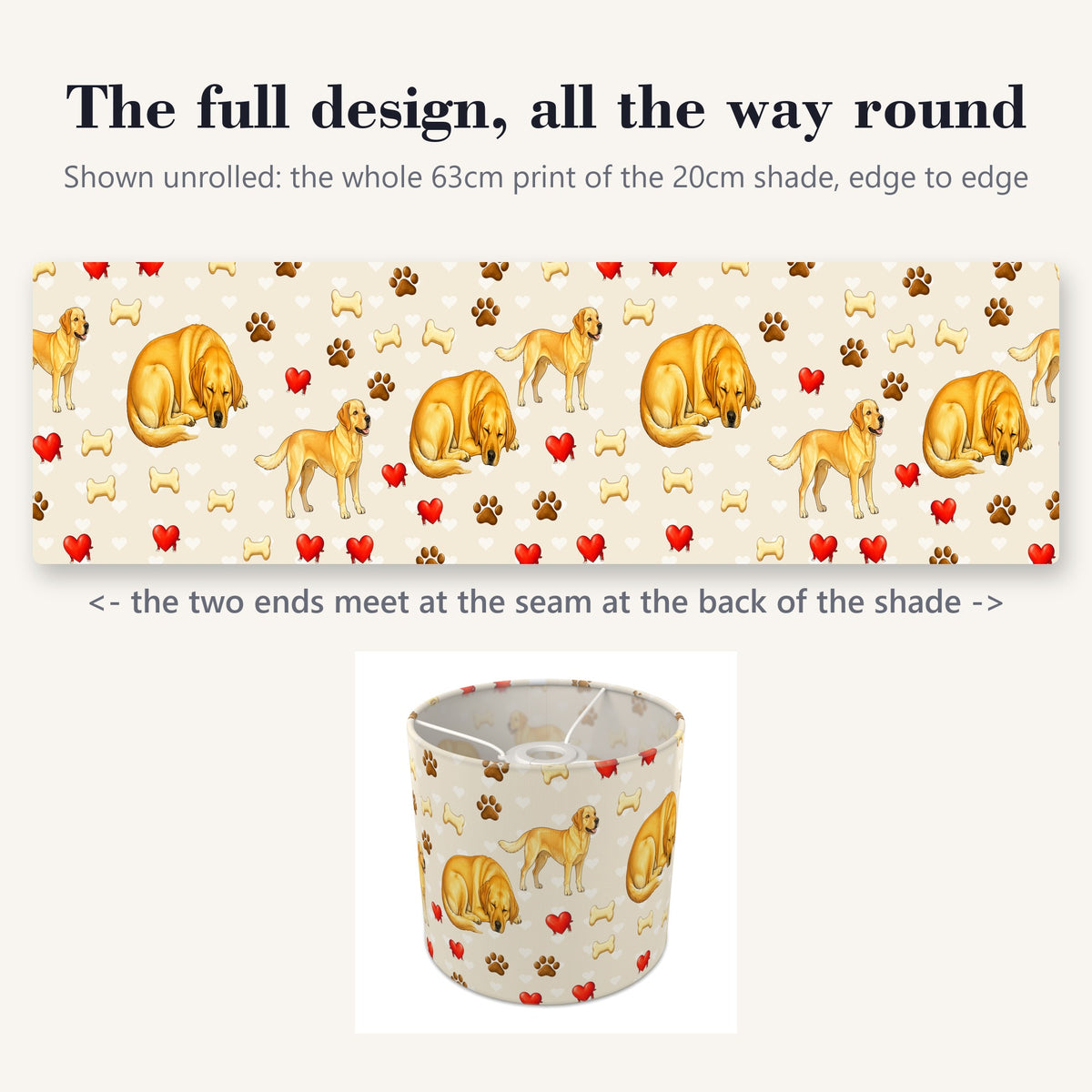 Cream Labrador Love II lampshade - 20cm x 18.5cm Ceiling - photo 9