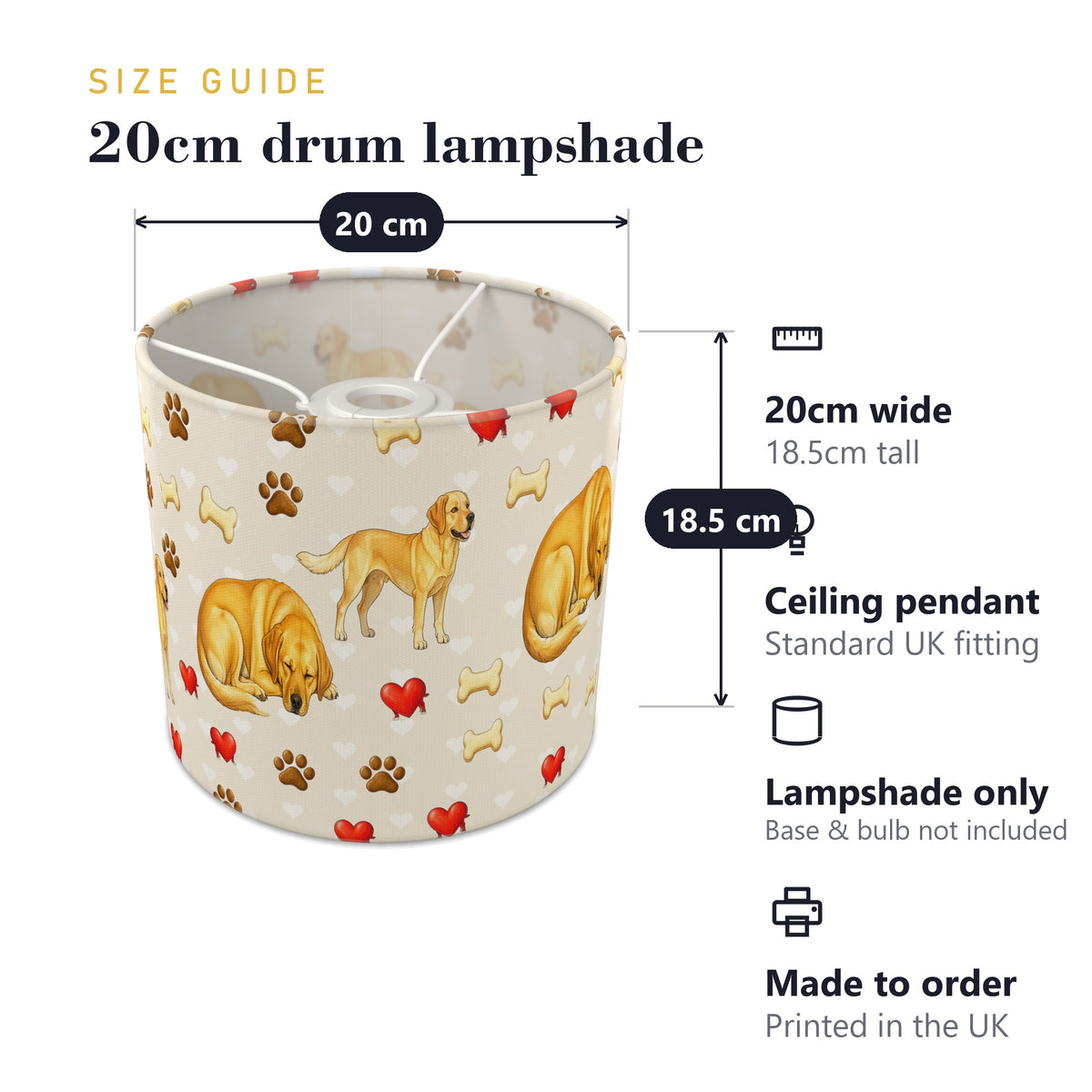Cream Labrador Love II lampshade - 20cm x 18.5cm Ceiling - photo 7