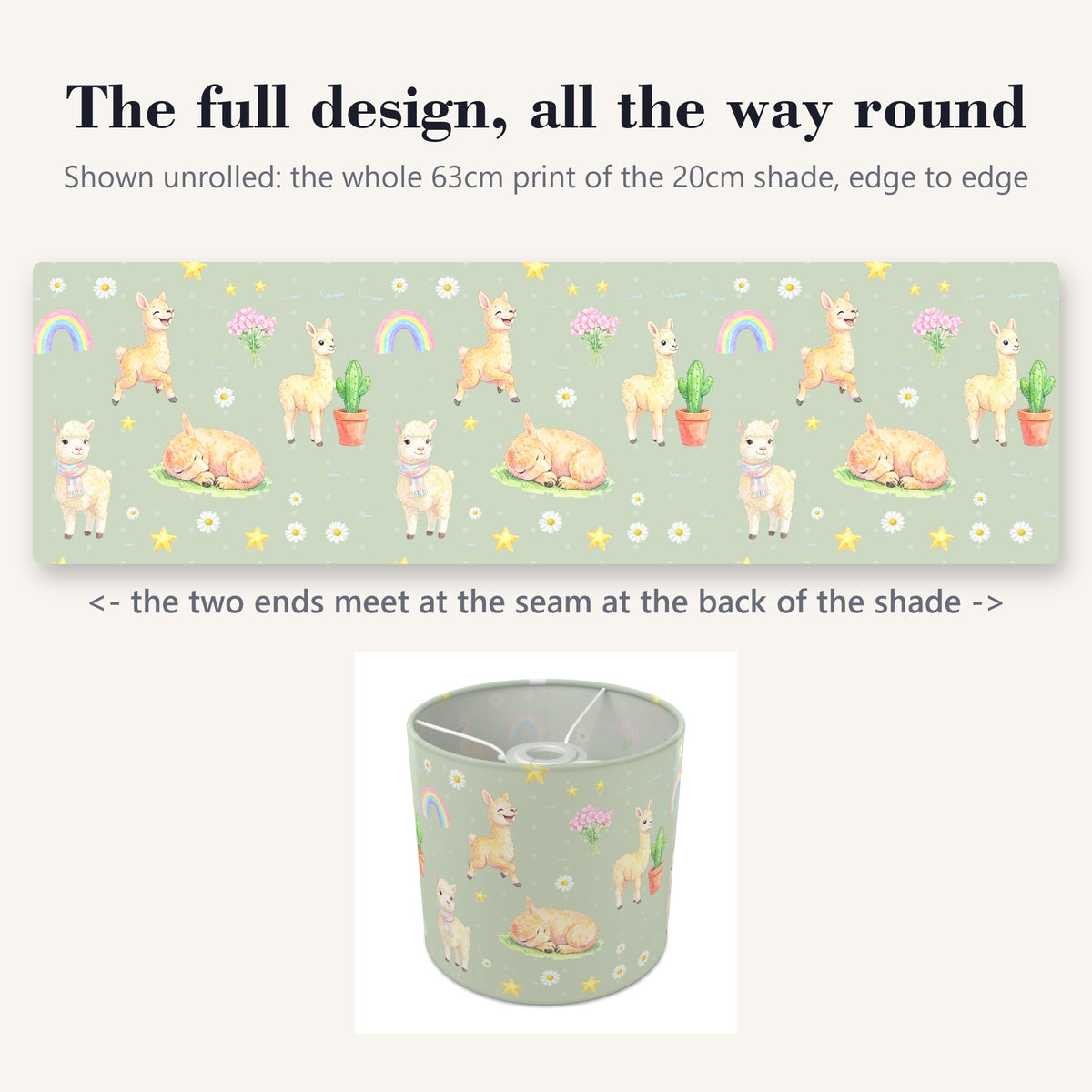Sage Llama Love II lampshade - 20cm x 18.5cm Ceiling - photo 9
