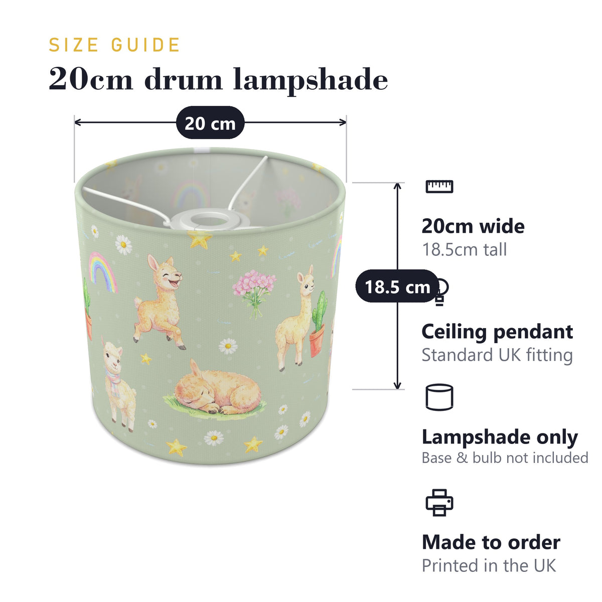 Sage Llama Love II lampshade - 20cm x 18.5cm Ceiling - photo 7