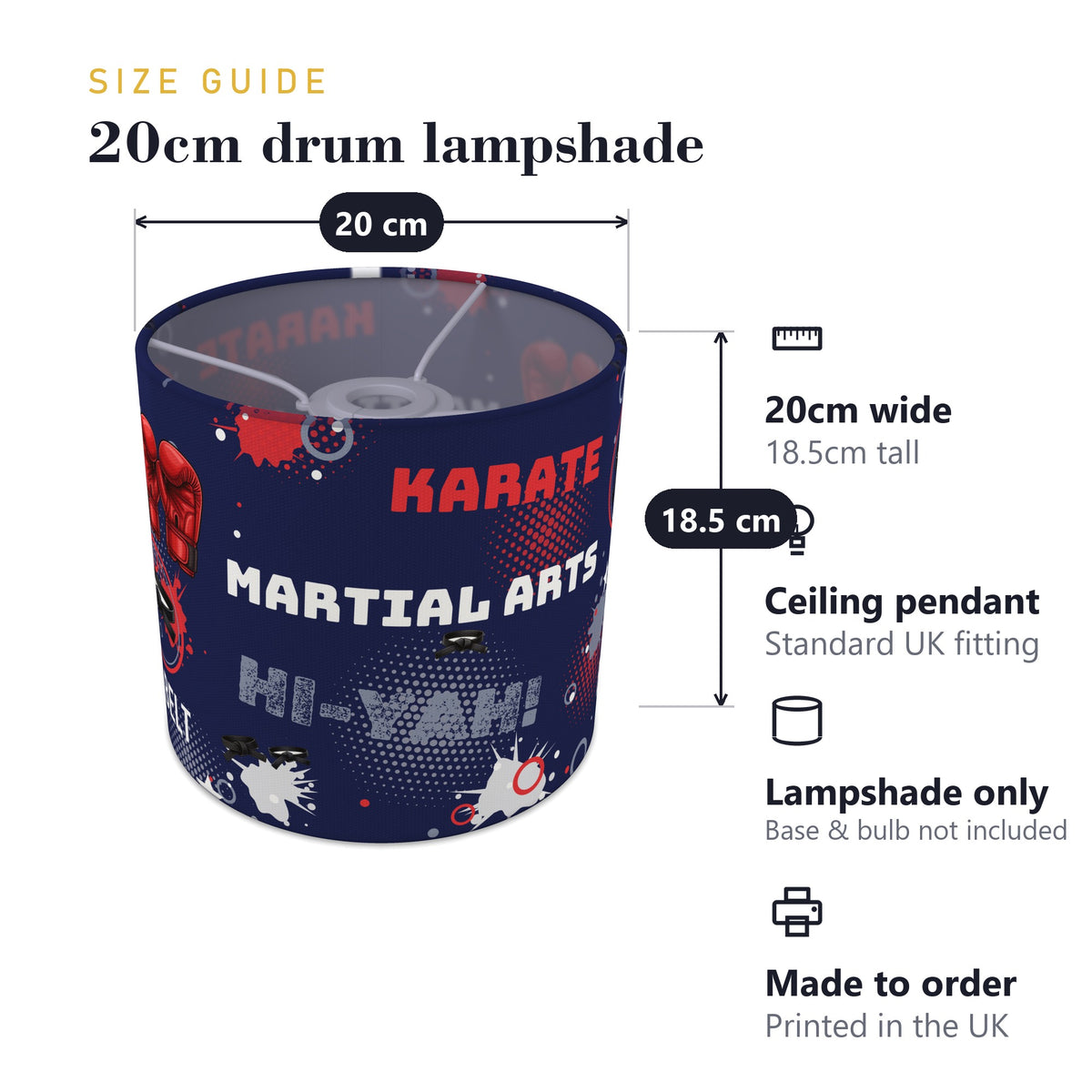 Navy Karate Kid II lampshade - 20cm x 18.5cm Ceiling - photo 7