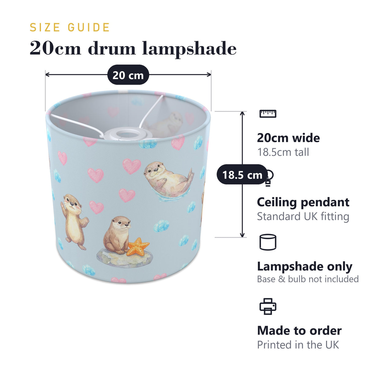 Sky Otter Friends II lampshade - 20cm x 18.5cm Ceiling - photo 7