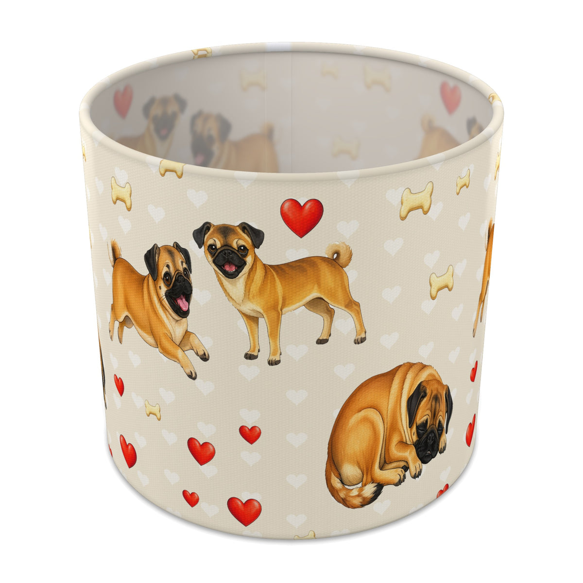 Cream Pug Love II lampshade - 20cm x 18.5cm Table