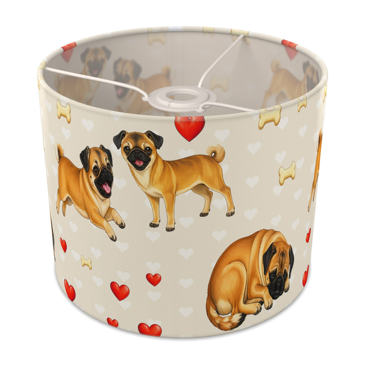 Cream Pug Love II lampshade - 25cm x 20cm Ceiling