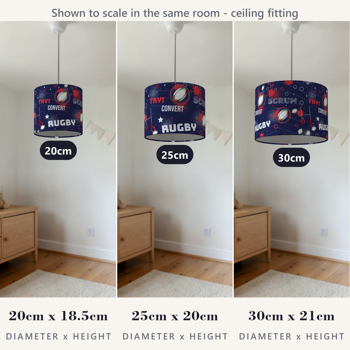 Navy Rugby Crazy II lampshade - 20cm x 18.5cm Ceiling - photo 4