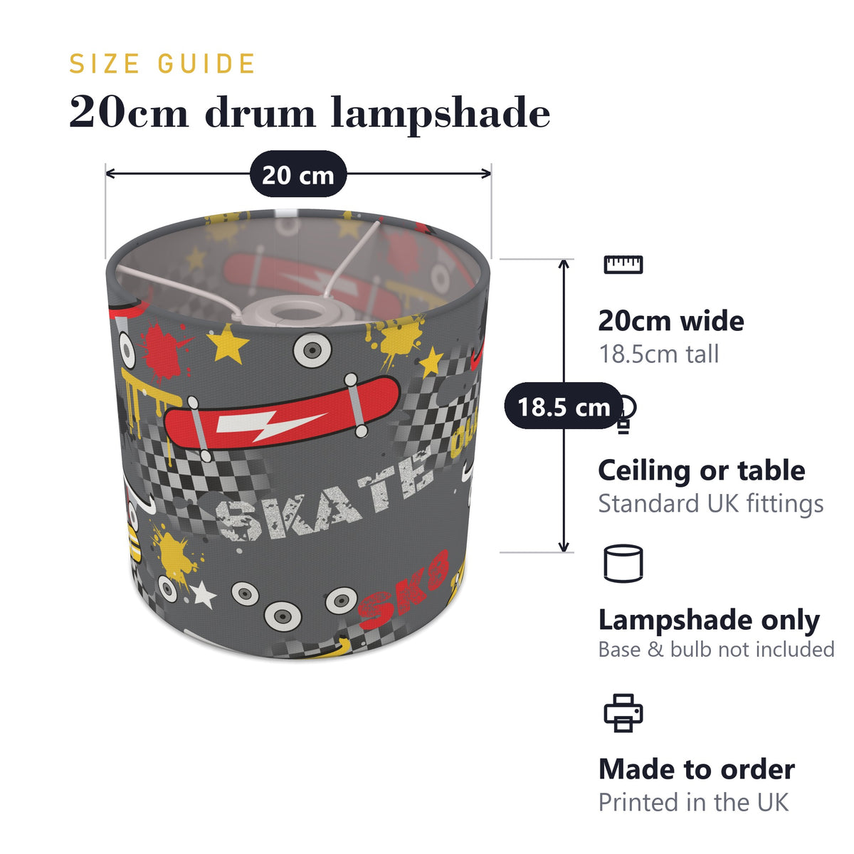 Concrete Skate Park II lampshade - 20cm x 18.5cm Ceiling - photo 7
