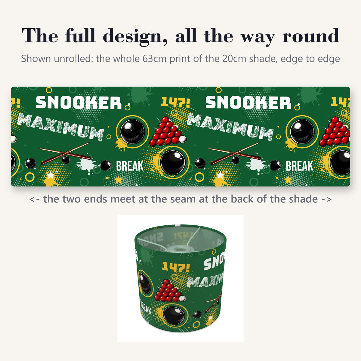Pitch Snooker Break II lampshade - 20cm x 18.5cm Ceiling - photo 9