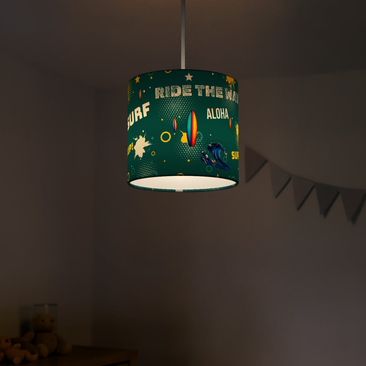 Teal Surf's Up II lampshade - 20cm x 18.5cm Ceiling - photo 5