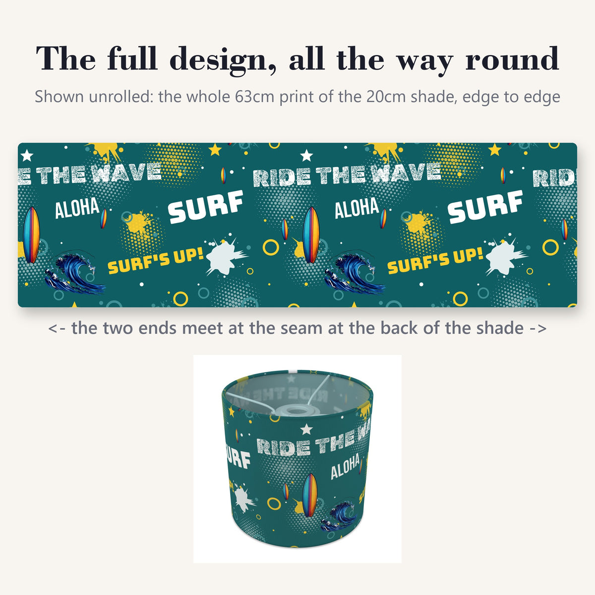 Teal Surf's Up II lampshade - 20cm x 18.5cm Ceiling - photo 9