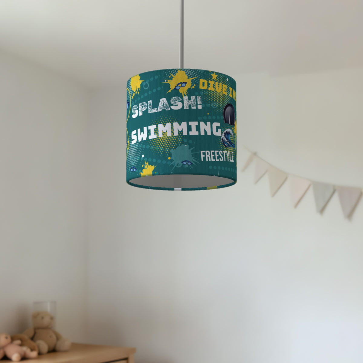 Teal Splash Swimming II lampshade - 20cm x 18.5cm Ceiling - photo 2