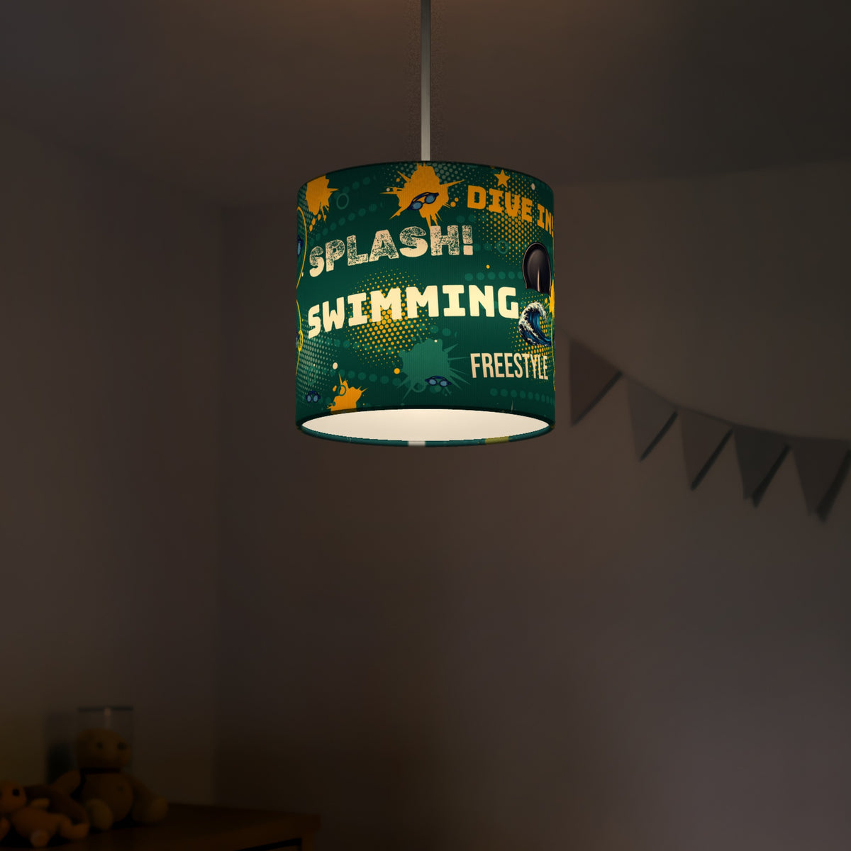 Teal Splash Swimming II lampshade - 20cm x 18.5cm Ceiling - photo 5