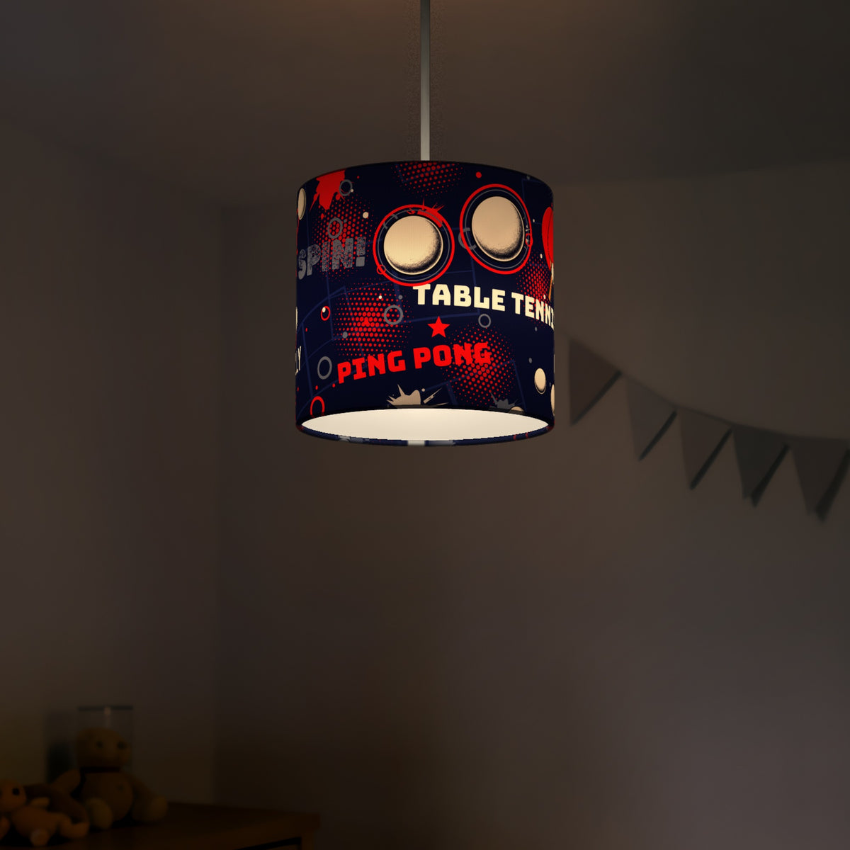 Navy Ping Pong Rally II lampshade - 20cm x 18.5cm Ceiling - photo 5