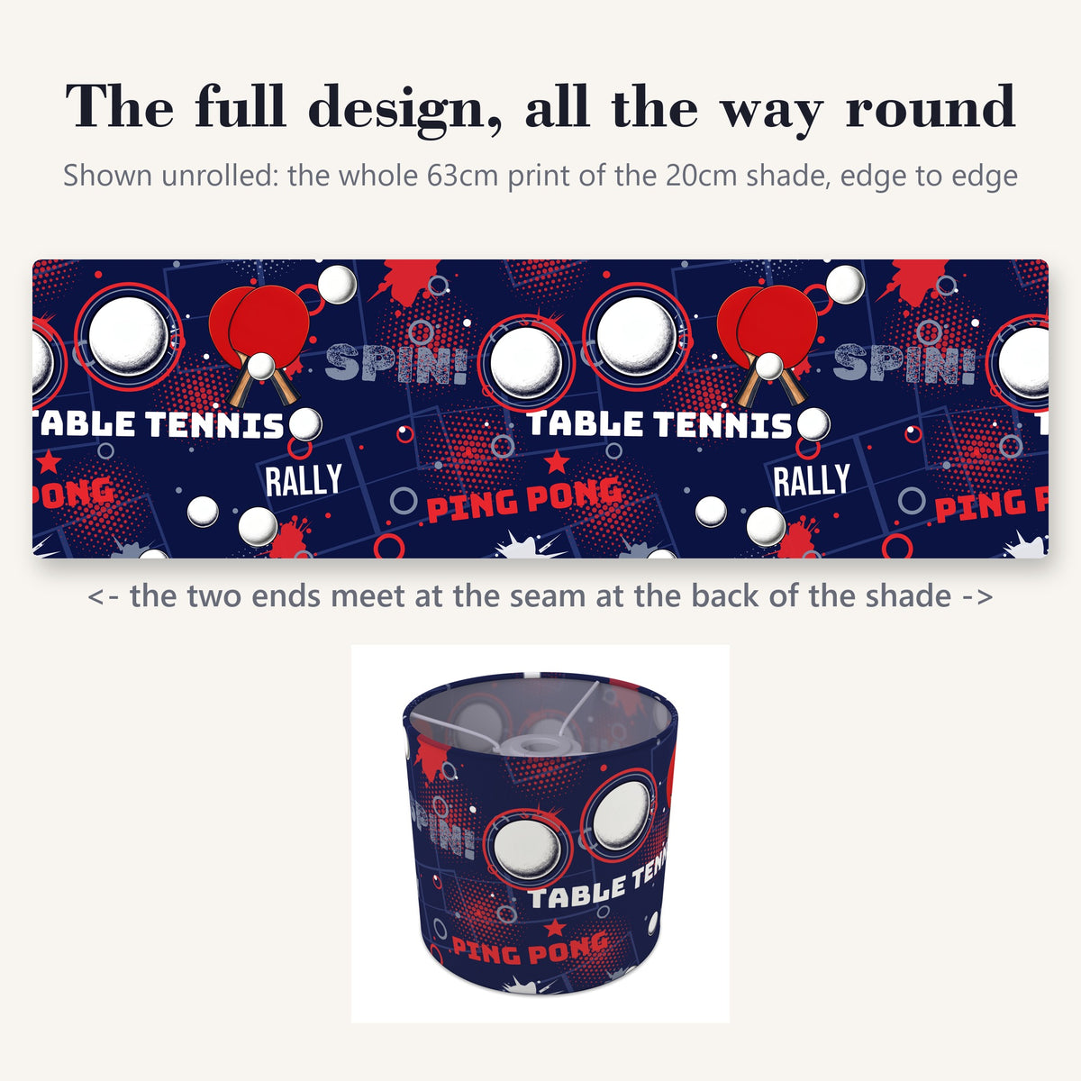 Navy Ping Pong Rally II lampshade - 20cm x 18.5cm Ceiling - photo 9