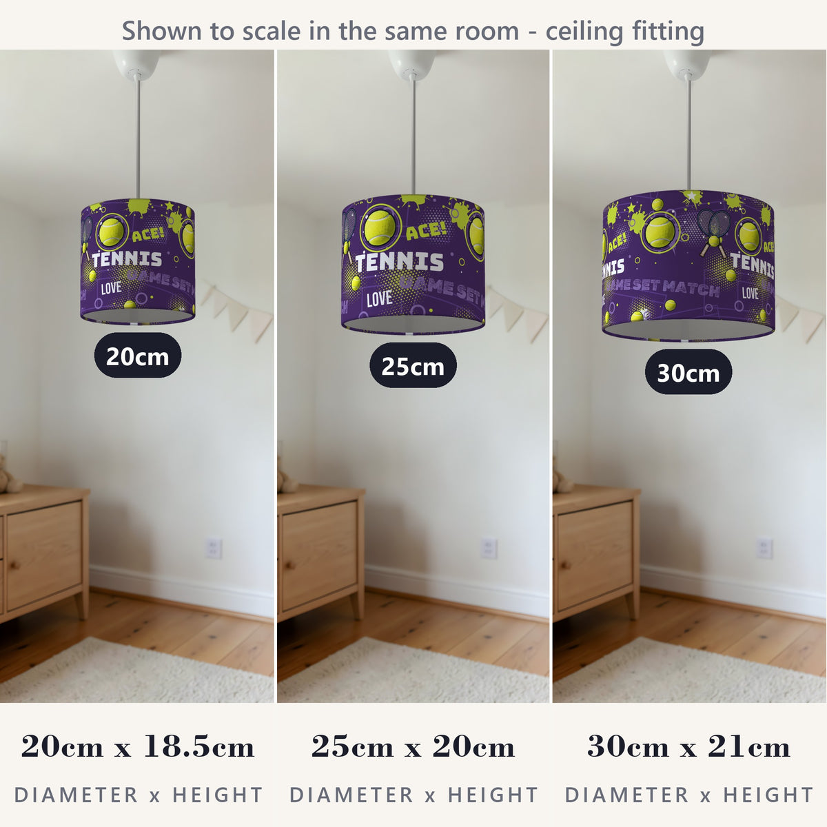 Purple Tennis Ace II lampshade - 20cm x 18.5cm Ceiling - photo 4