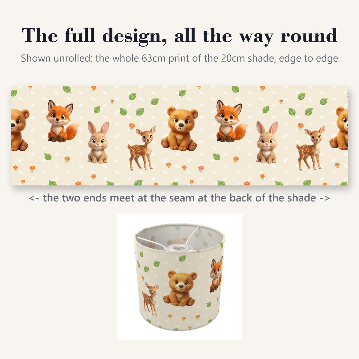 Cream Baby Woodland Friends II lampshade - 20cm x 18.5cm Ceiling - photo 9