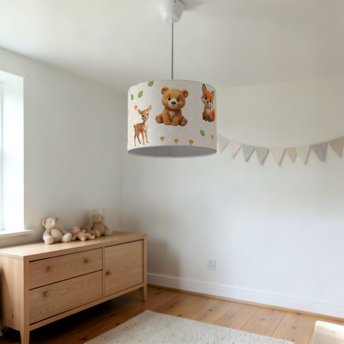 Cream Baby Woodland Friends II lampshade - 20cm x 18.5cm Ceiling - photo 3