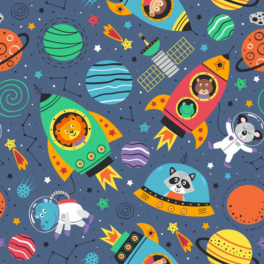 Colorful Space Adventure Ceiling Lampshade Lightshade for Nursery - 20cm x 18.5cm