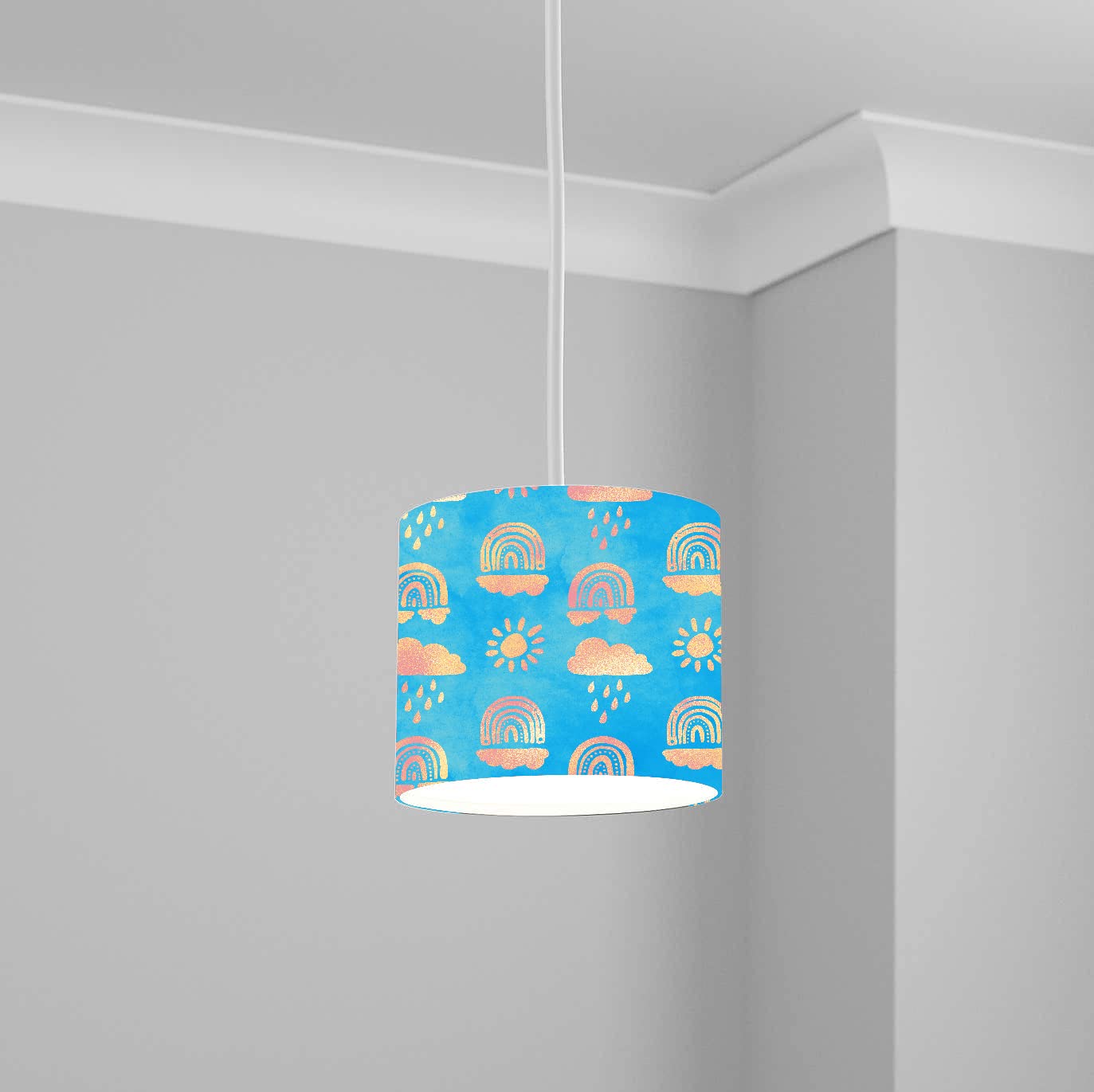 Gold Rainbow Blue Pattern Ceiling Lampshade Lightshade for Room - 20cm x 18.5cm