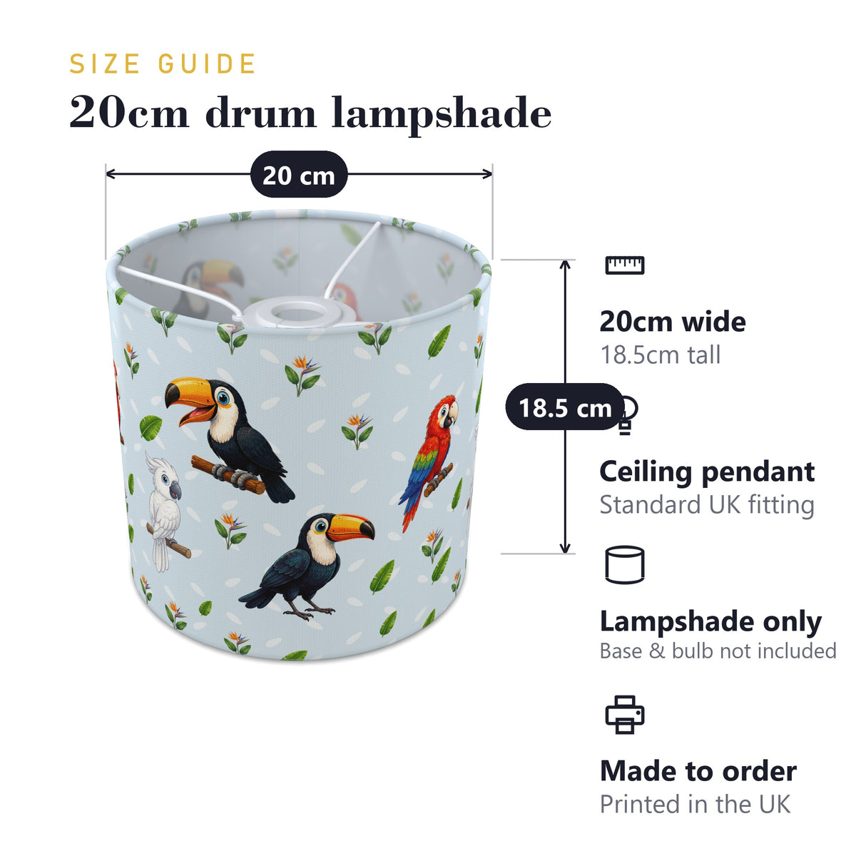 Sky Bird Friends II lampshade - 20cm x 18.5cm Ceiling - photo 7