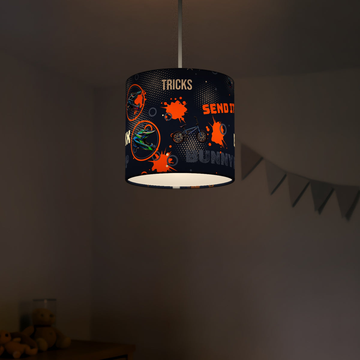 Navy And Orange BMX II lampshade - 20cm x 18.5cm Ceiling - photo 5