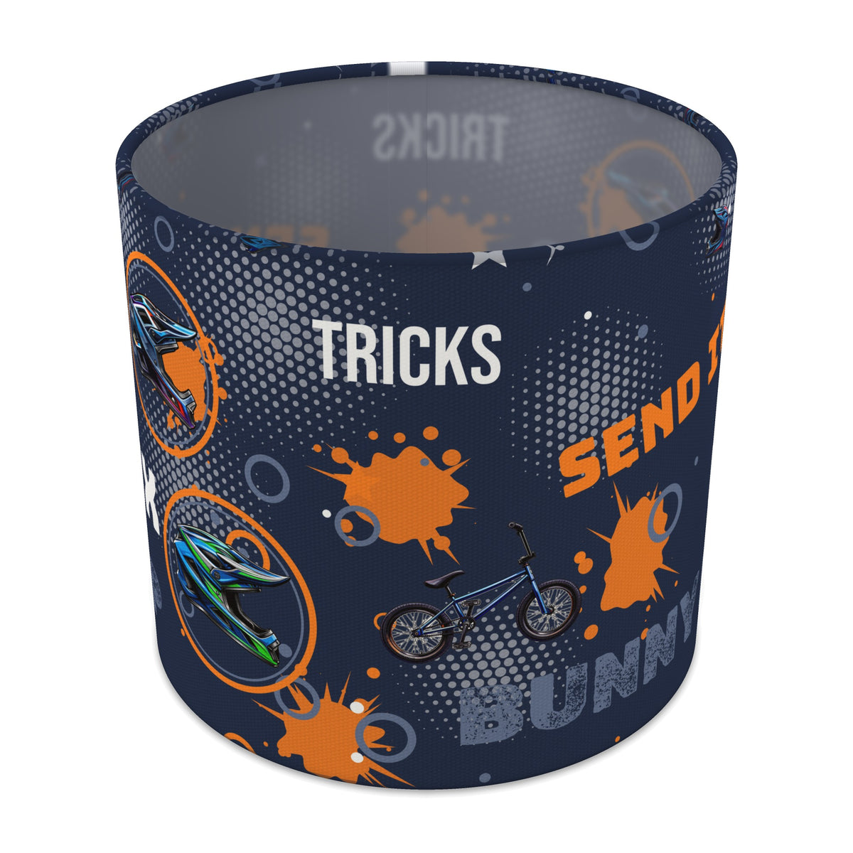 Navy And Orange BMX II lampshade - 20cm x 18.5cm Table