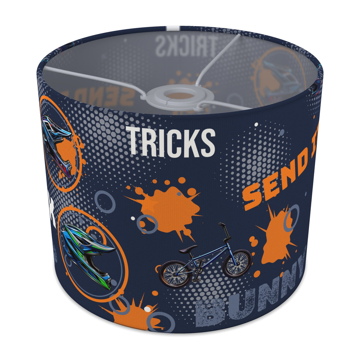 Navy And Orange BMX II lampshade - 25cm x 20cm Ceiling