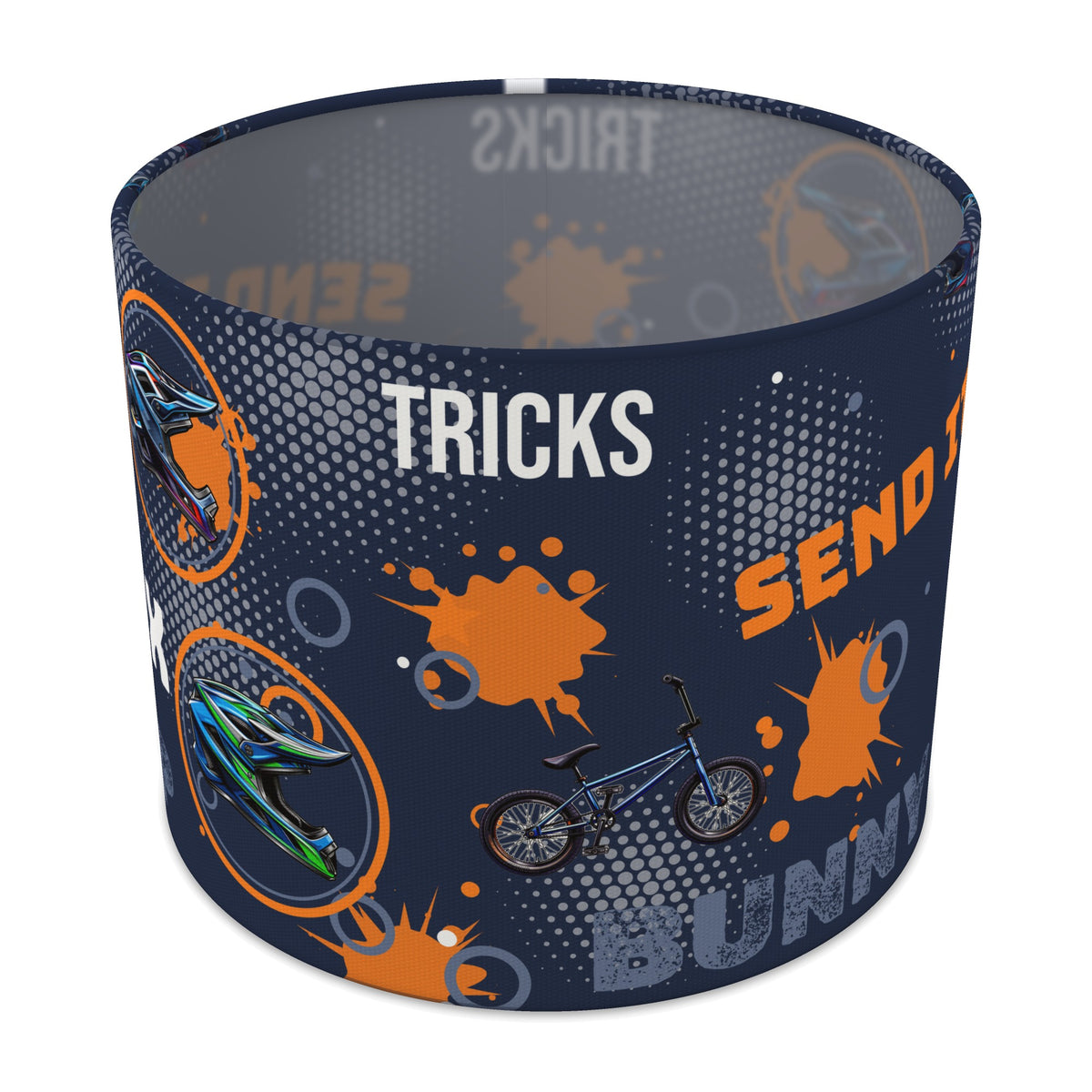 Navy And Orange BMX II lampshade - 25cm x 20cm Table
