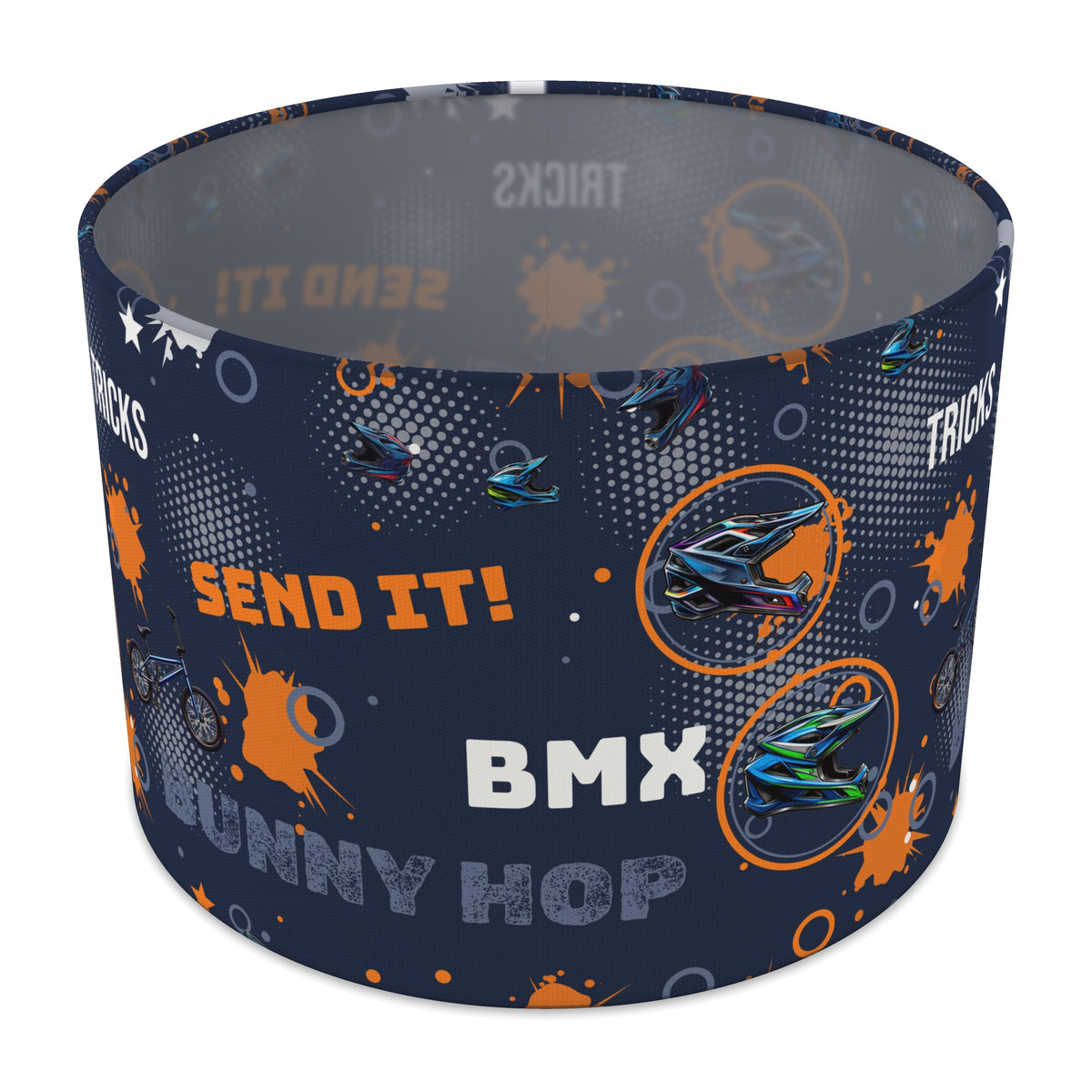 Navy And Orange BMX II lampshade - 30cm x 21cm Table