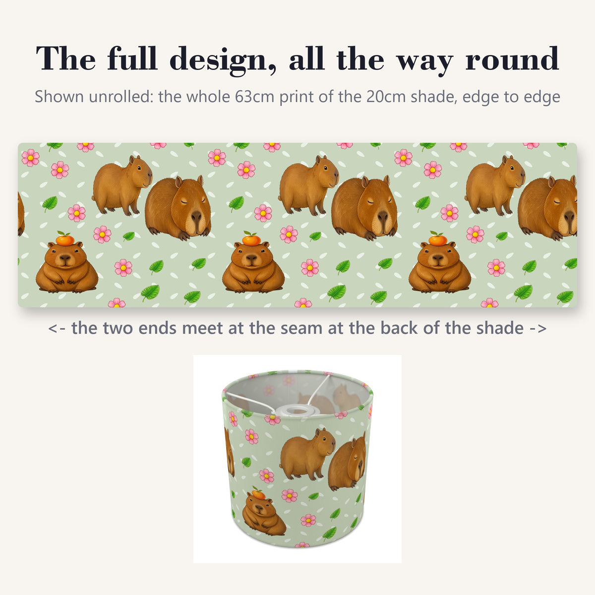 Sage Capybara Chill II lampshade - 20cm x 18.5cm Ceiling - photo 9