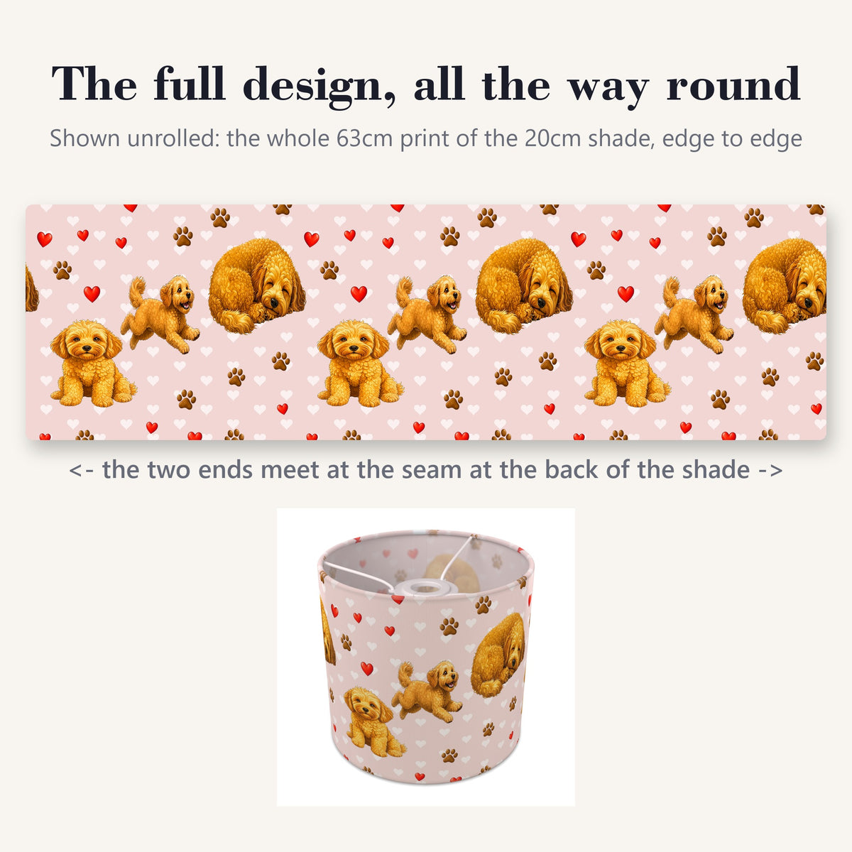 Blush Cockapoo Love II lampshade - 20cm x 18.5cm Ceiling - photo 9