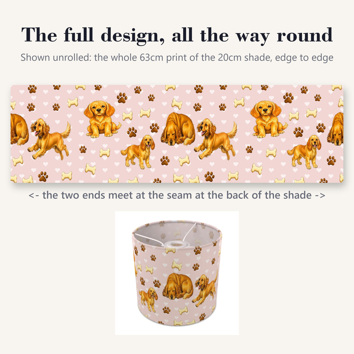 Blush Cocker Spaniel Love II lampshade - 20cm x 18.5cm Ceiling - photo 9