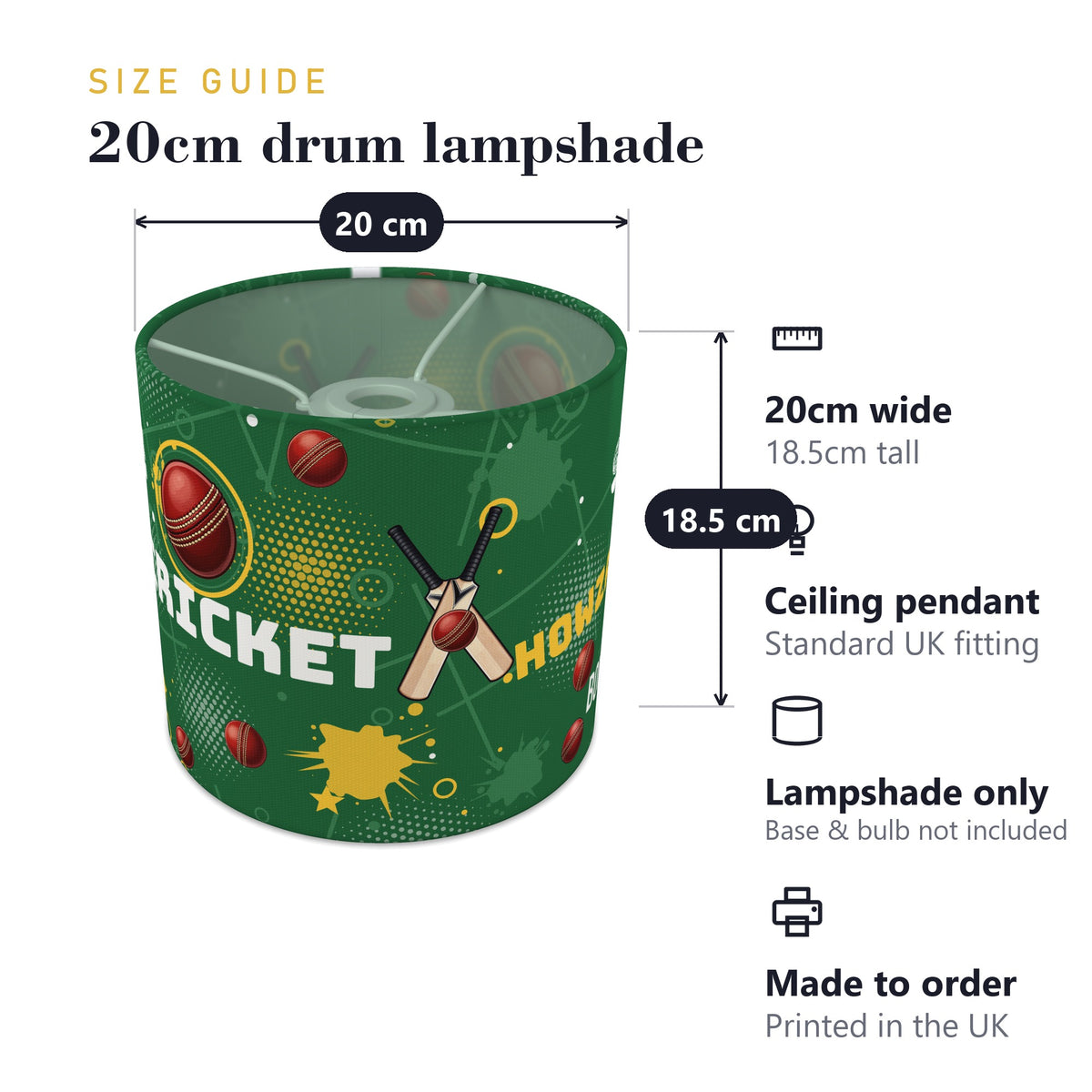 Pitch Cricket Crazy II lampshade - 20cm x 18.5cm Ceiling - photo 7