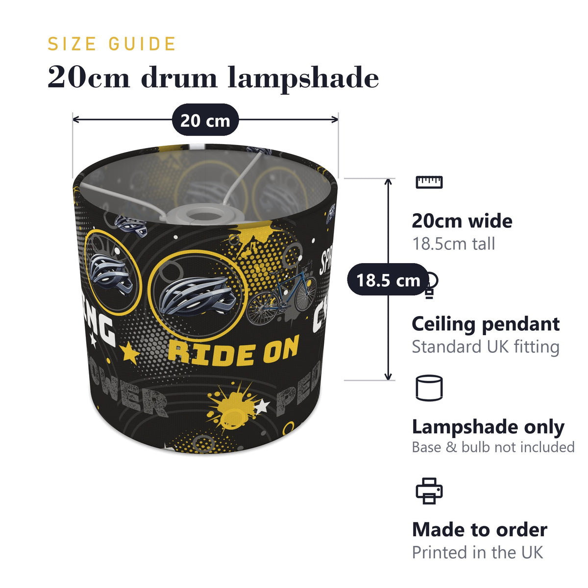 Black Pedal Power II lampshade - 20cm x 18.5cm Ceiling - photo 7