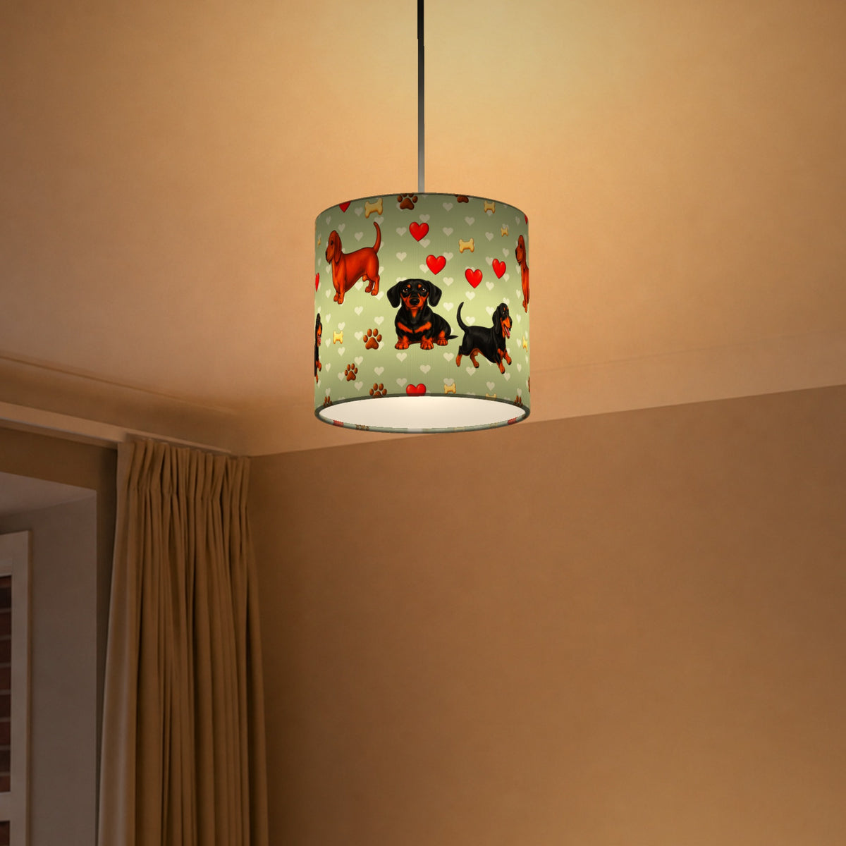 Sage Dachshund Love II lampshade - 20cm x 18.5cm Ceiling - photo 5