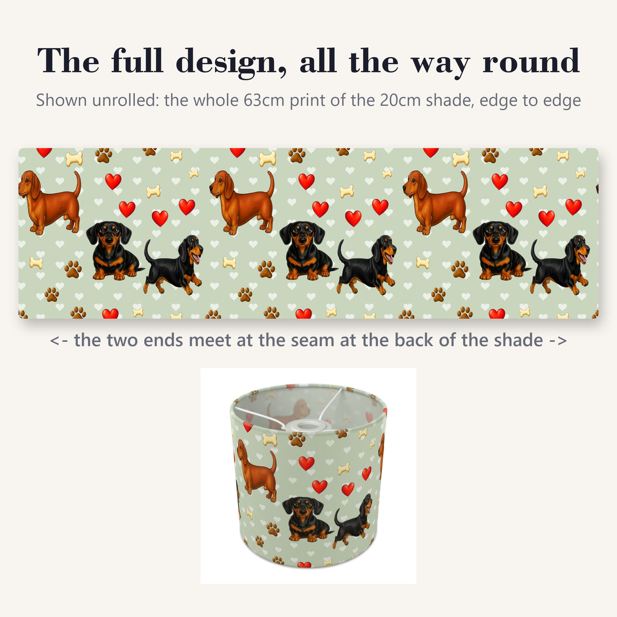 Sage Dachshund Love II lampshade - 20cm x 18.5cm Ceiling - photo 9