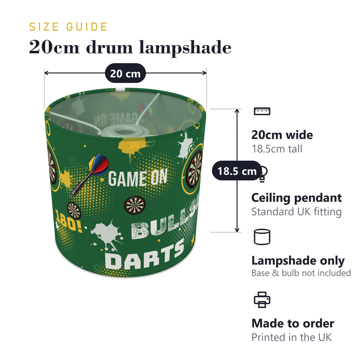 Pitch Darts Night II lampshade - 20cm x 18.5cm Ceiling - photo 7