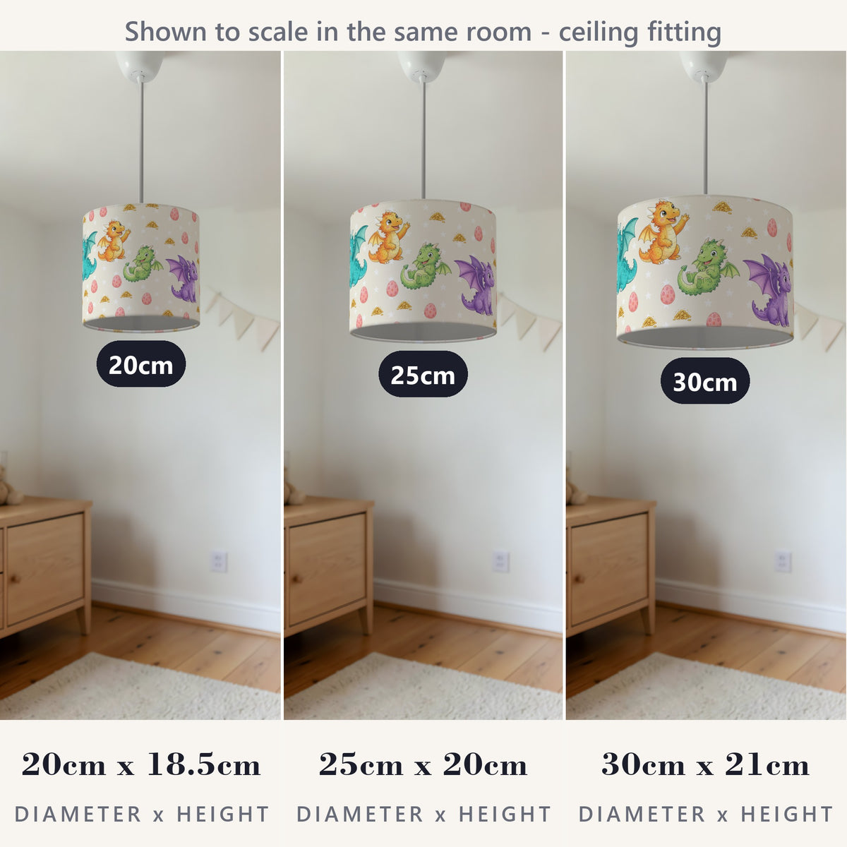 Cream Dragons II lampshade - 20cm x 18.5cm Ceiling - photo 4