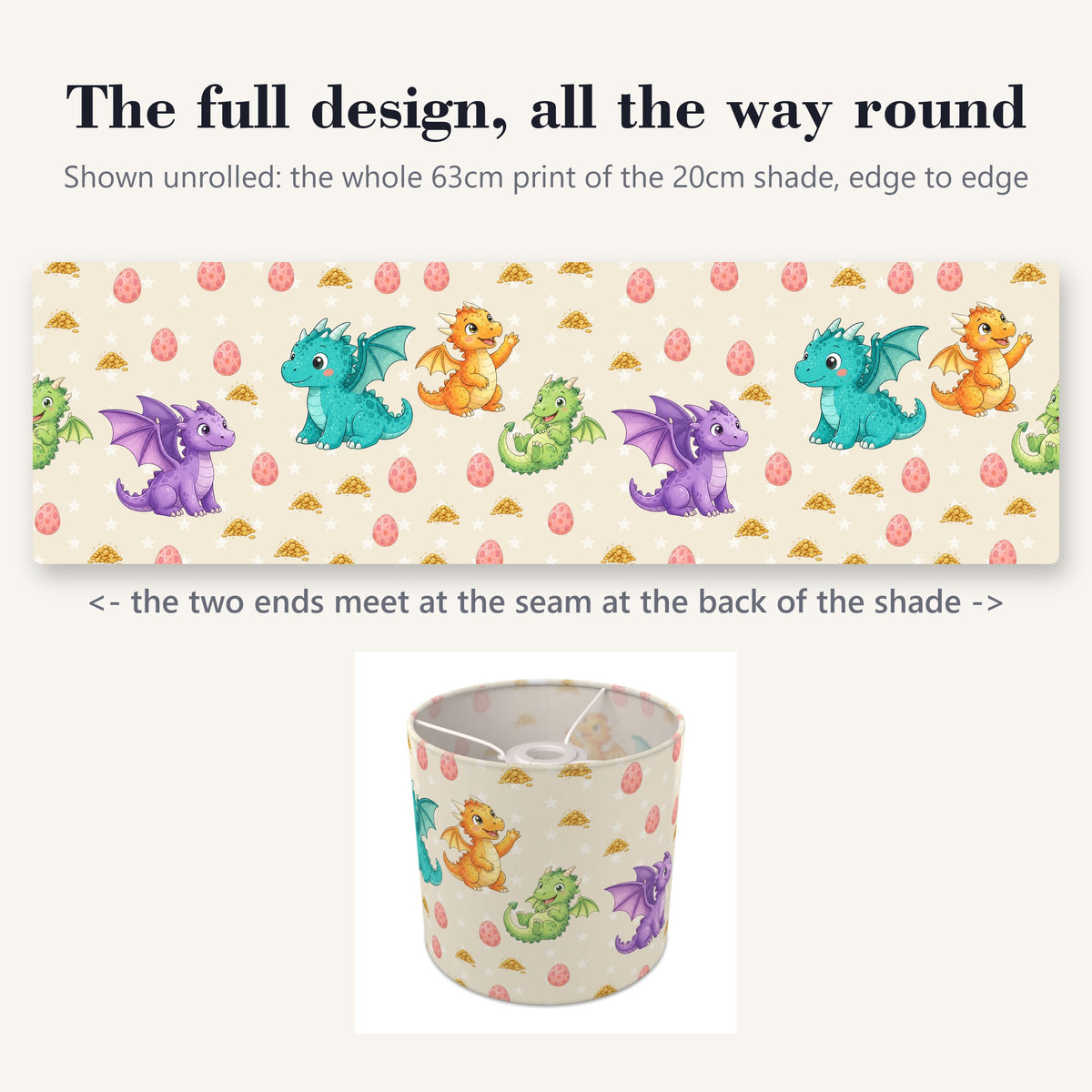 Cream Dragons II lampshade - 20cm x 18.5cm Ceiling - photo 9