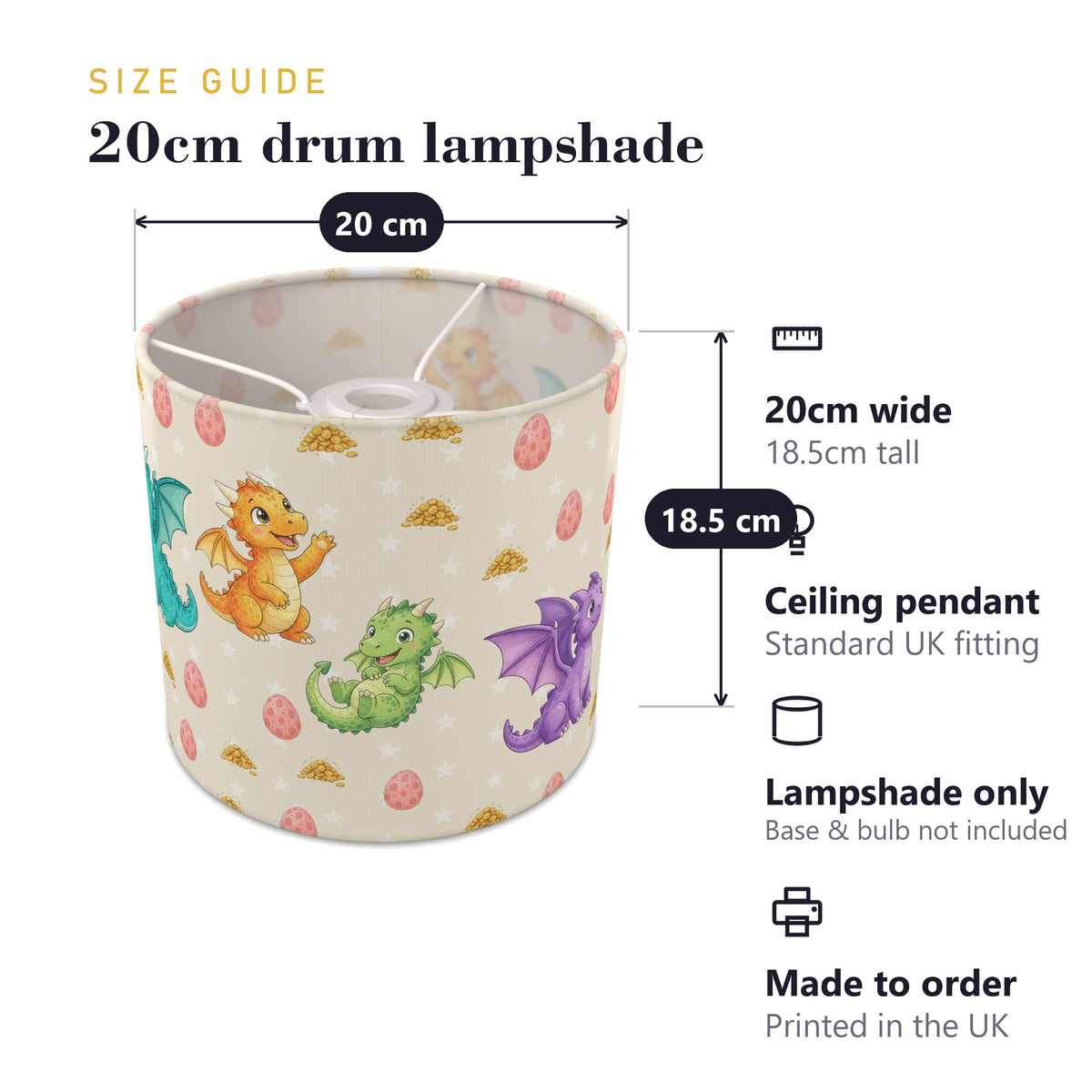 Cream Dragons II lampshade - 20cm x 18.5cm Ceiling - photo 7