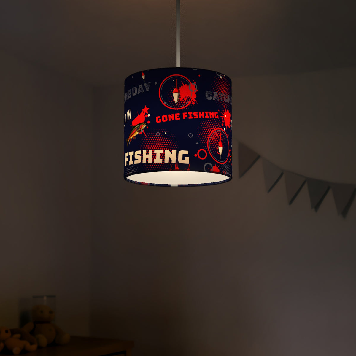 Navy Reel It In II lampshade - 20cm x 18.5cm Ceiling - photo 5