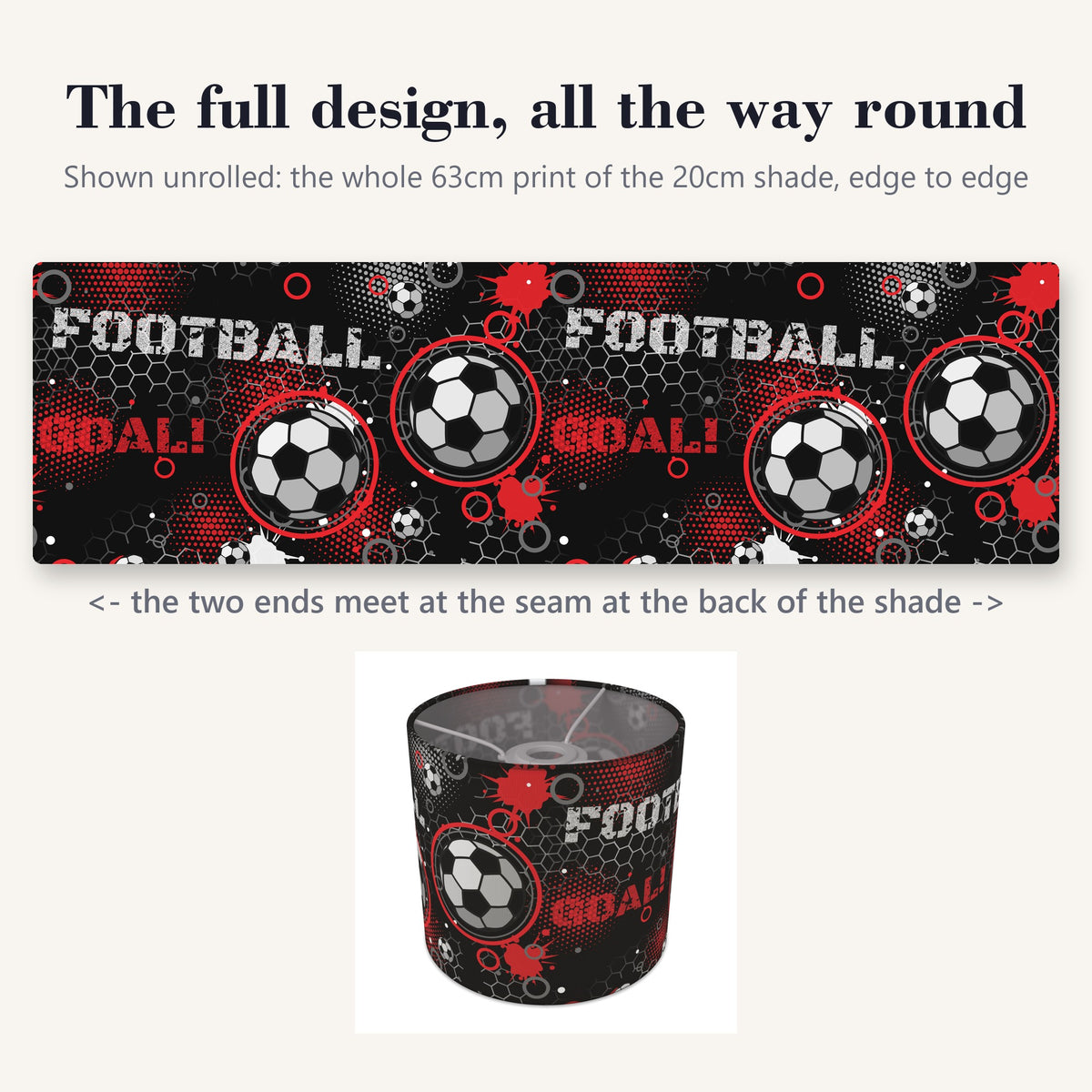 Black Football Crazy II lampshade - 20cm x 18.5cm Ceiling - photo 9