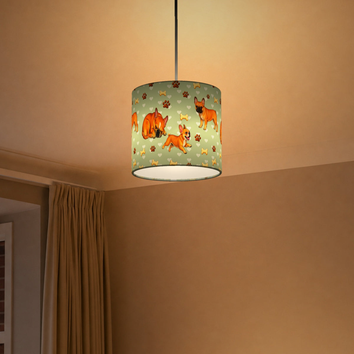Sage French Bulldog Love II lampshade - 20cm x 18.5cm Ceiling - photo 5