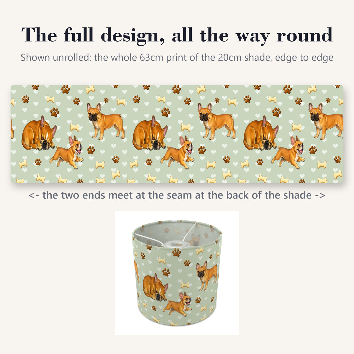 Sage French Bulldog Love II lampshade - 20cm x 18.5cm Ceiling - photo 9