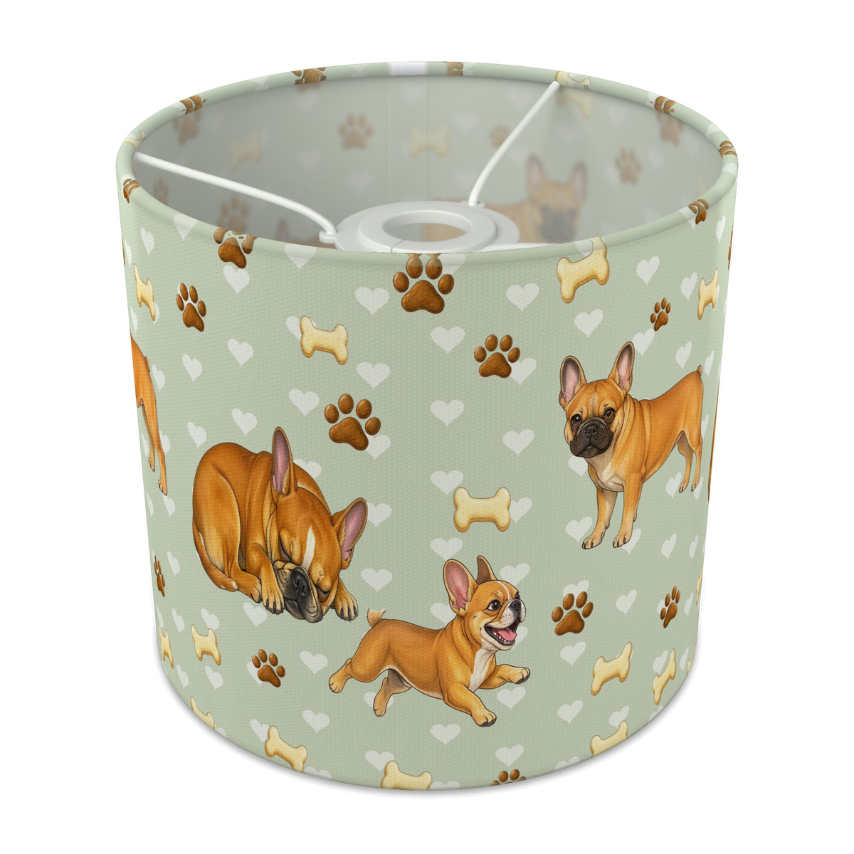Sage French Bulldog Love II lampshade - 20cm x 18.5cm Ceiling - main photo