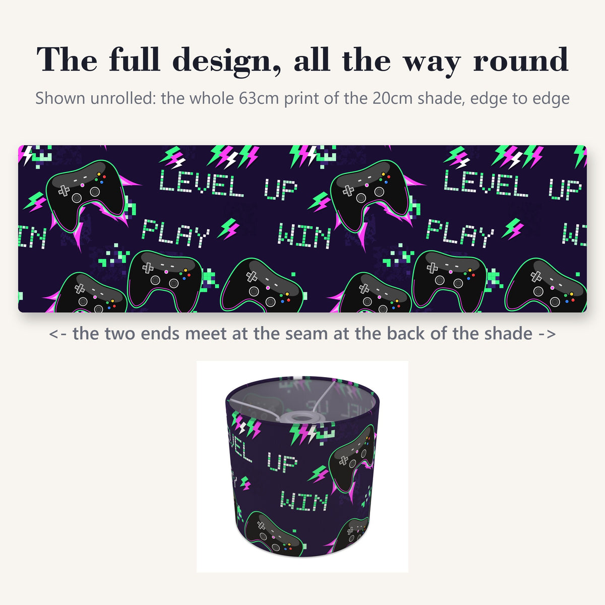 Neon Game On II lampshade - 20cm x 18.5cm Ceiling - photo 9