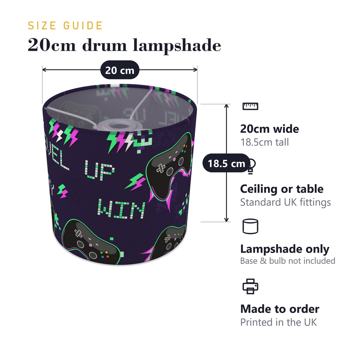 Neon Game On II lampshade - 20cm x 18.5cm Ceiling - photo 7