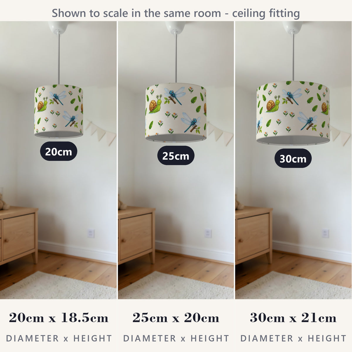 Cream Bug Friends II lampshade - 20cm x 18.5cm Ceiling - photo 4