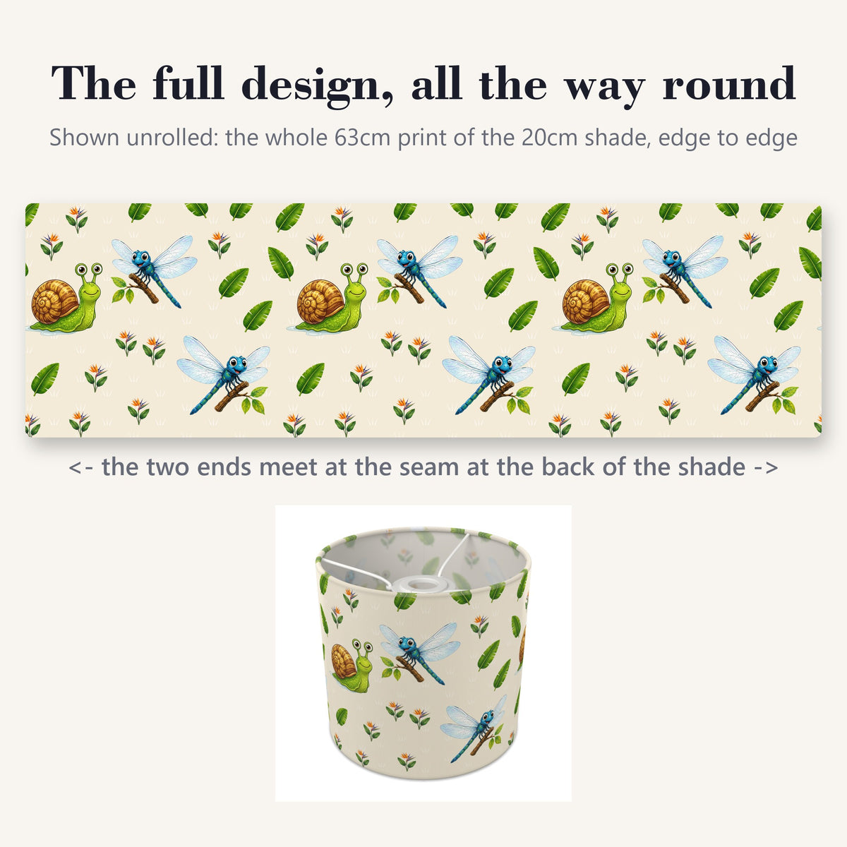 Cream Bug Friends II lampshade - 20cm x 18.5cm Ceiling - photo 9