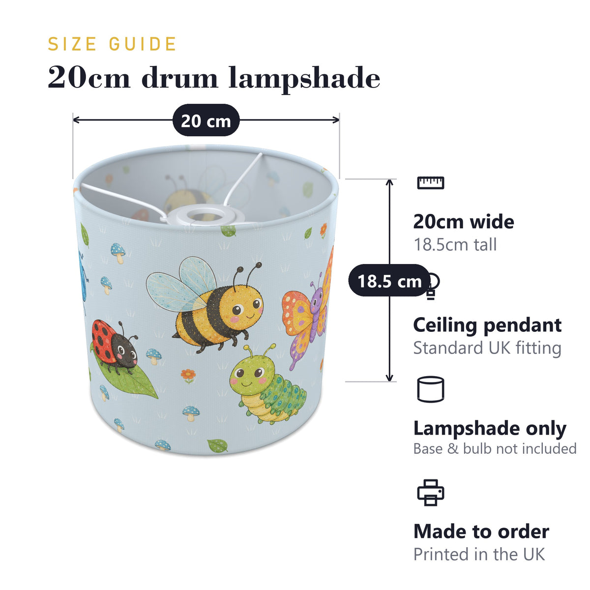 Sky Garden Bugs II lampshade - 20cm x 18.5cm Ceiling - photo 7