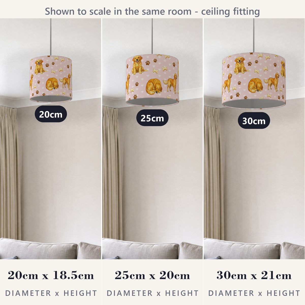 Blush Golden Retriever Love II lampshade - 20cm x 18.5cm Ceiling - photo 4